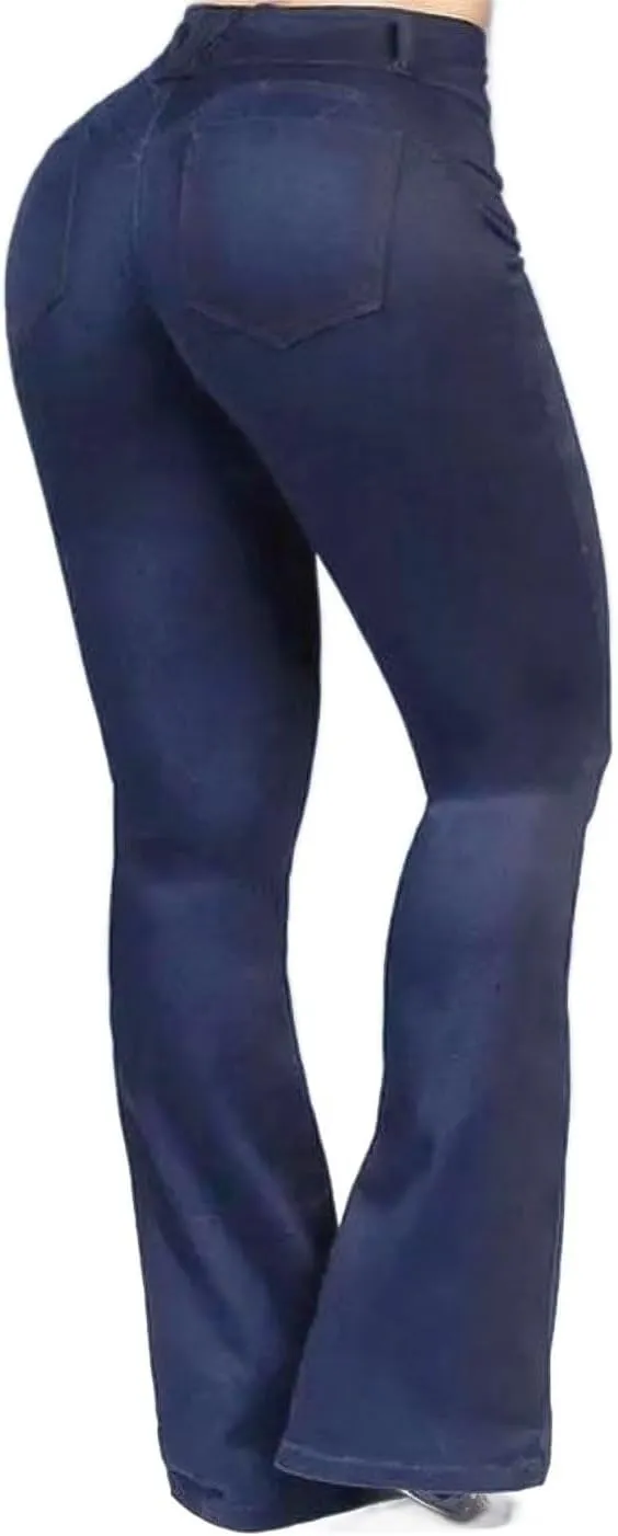 Flamingals Bootcut Wide Leg Butt Lifting Tummy Control Jeans for Women Stretch Curvy Flare Denim Pants