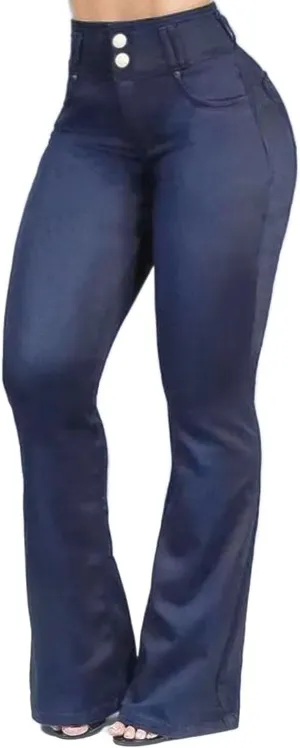 Flamingals Bootcut Wide Leg Butt Lifting Tummy Control Jeans for Women Stretch Curvy Flare Denim Pants