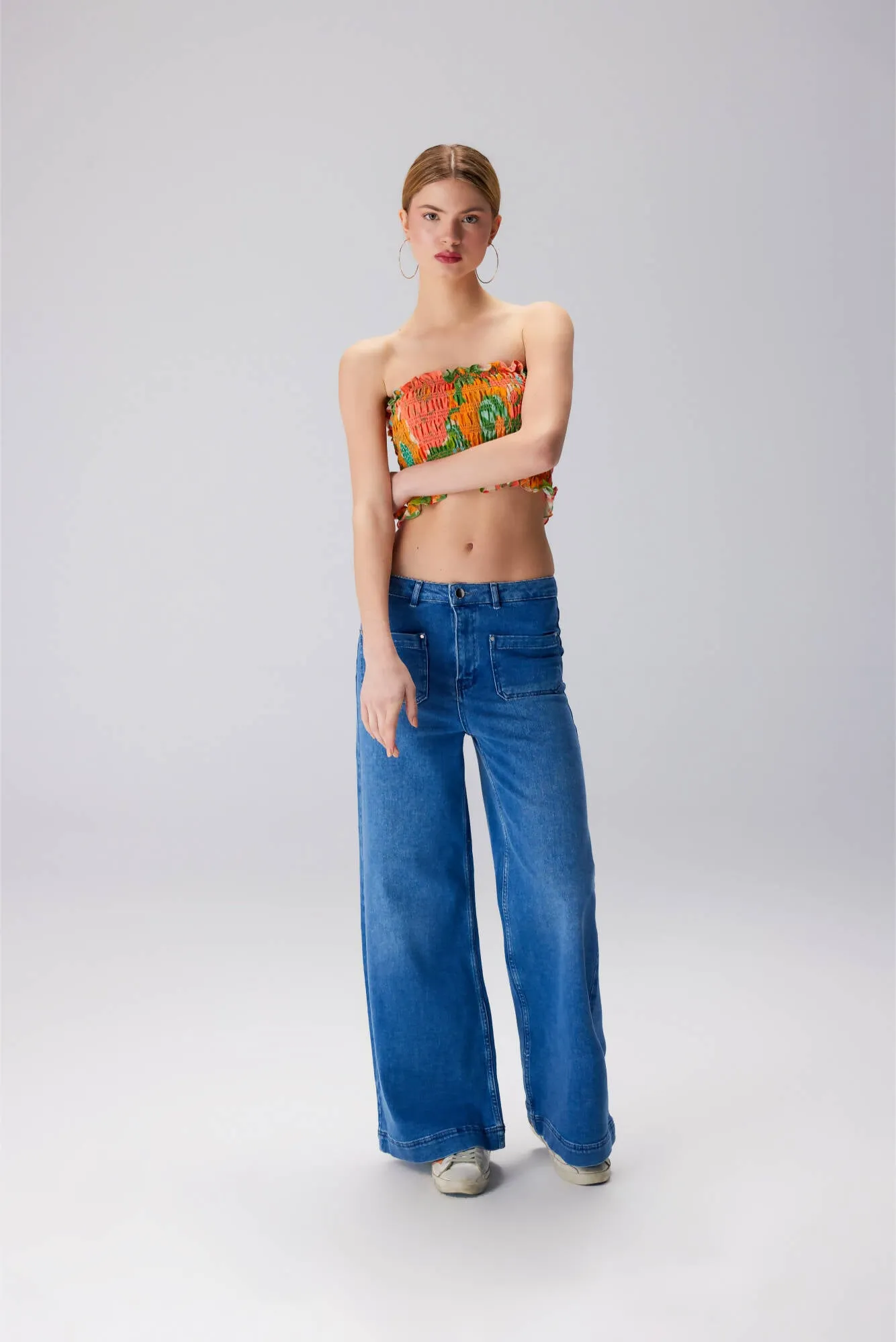 Front Pocket Wide Leg Jeans