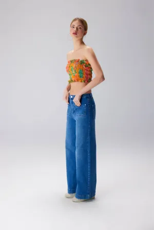 Front Pocket Wide Leg Jeans