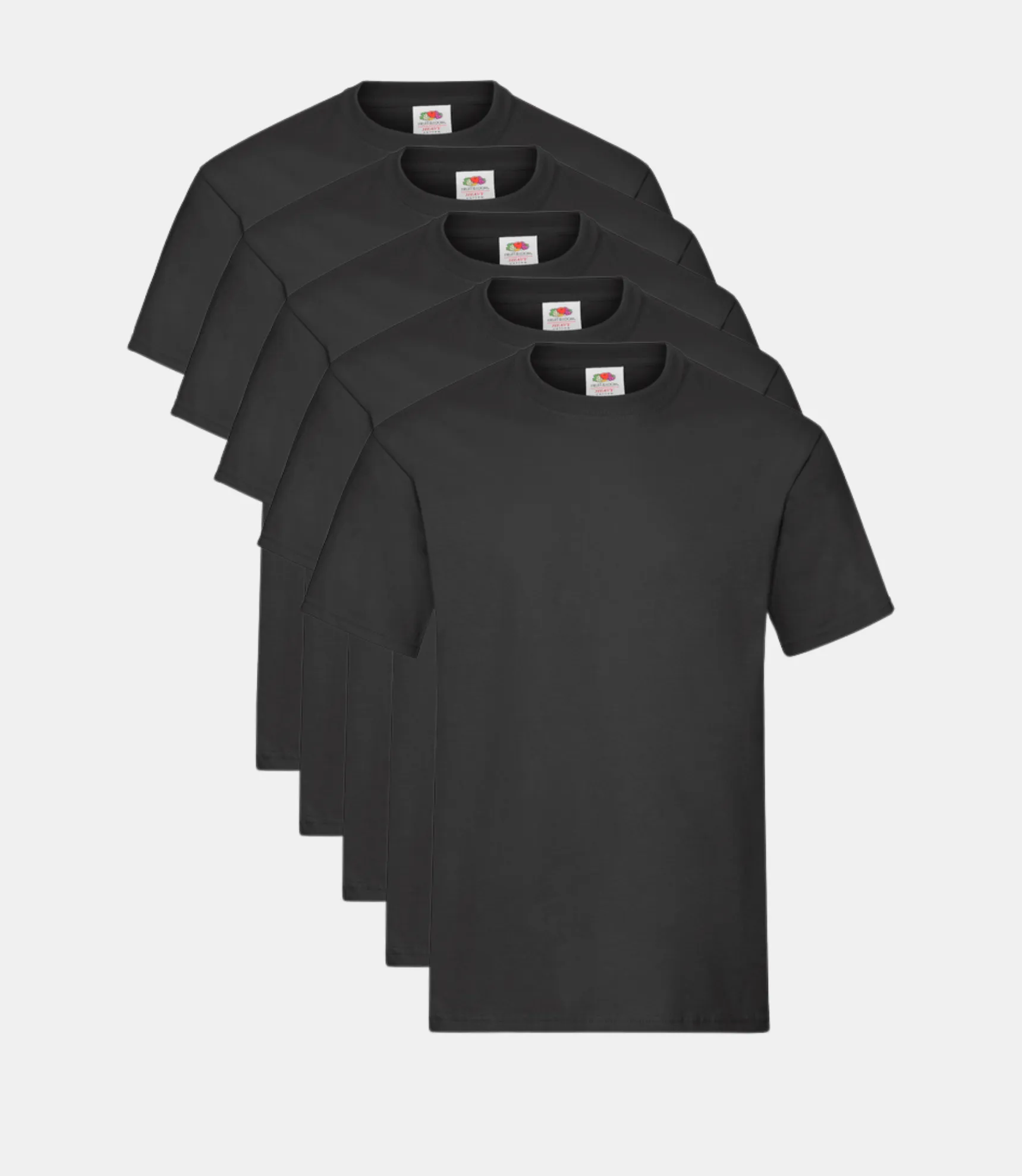 Fruit of the Loom Heavy T Shirt Men's, Black, (Pack of 5)