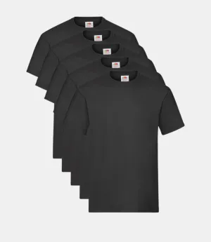 Fruit of the Loom Heavy T Shirt Men's, Black, (Pack of 5)