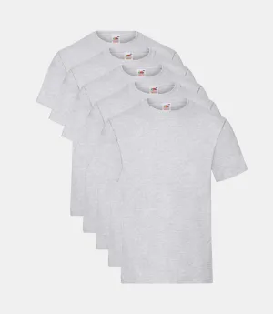 Fruit of the Loom Men's Heavy T Shirt Heather Grey ( Pack of 5 )