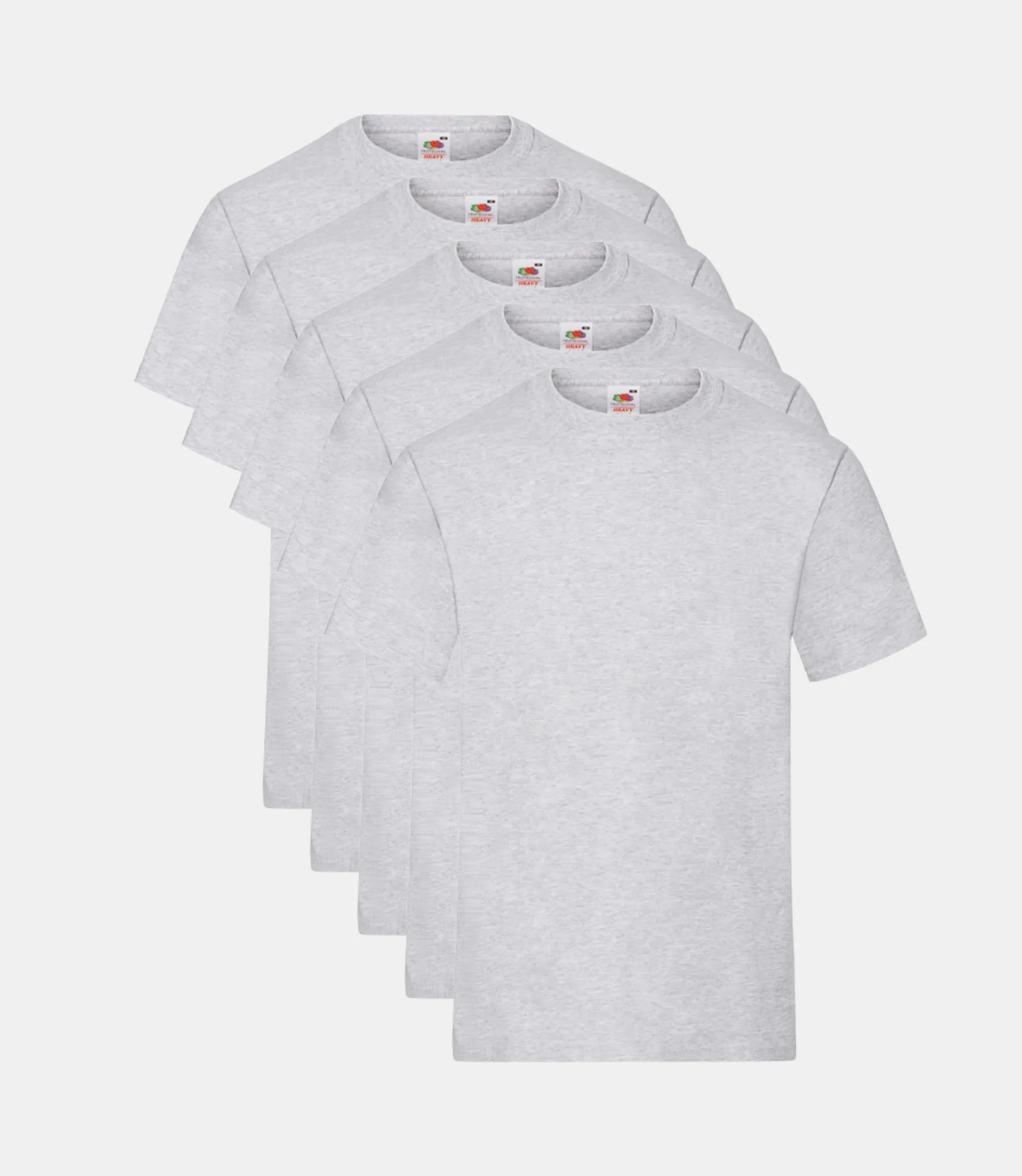 Fruit of the Loom Men's Heavy T Shirt Heather Grey ( Pack of 5 )