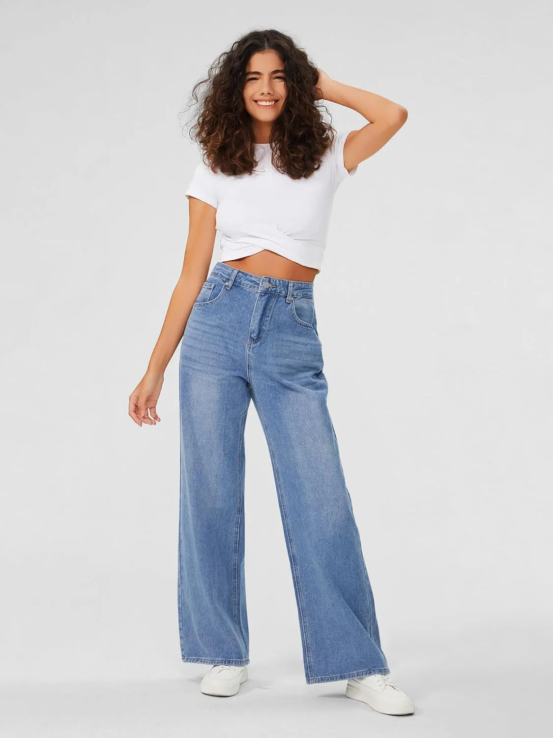 Genleck Baggy Jeans for Woman High Waisted Loose Wide Leg Jean Womens Boyfriend Y2K Pants Trendy