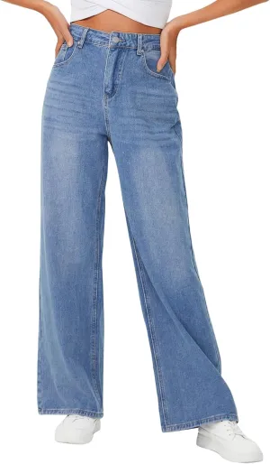 Genleck Baggy Jeans for Woman High Waisted Loose Wide Leg Jean Womens Boyfriend Y2K Pants Trendy