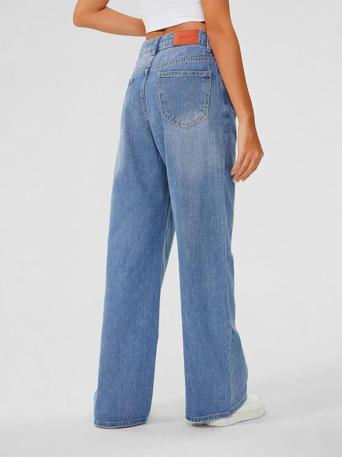 Genleck Baggy Jeans for Woman High Waisted Loose Wide Leg Jean Womens Boyfriend Y2K Pants Trendy