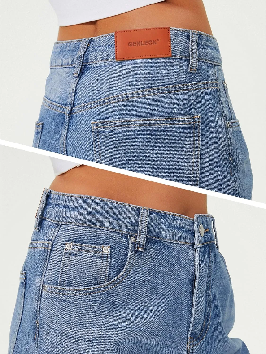 Genleck Baggy Jeans for Woman High Waisted Loose Wide Leg Jean Womens Boyfriend Y2K Pants Trendy