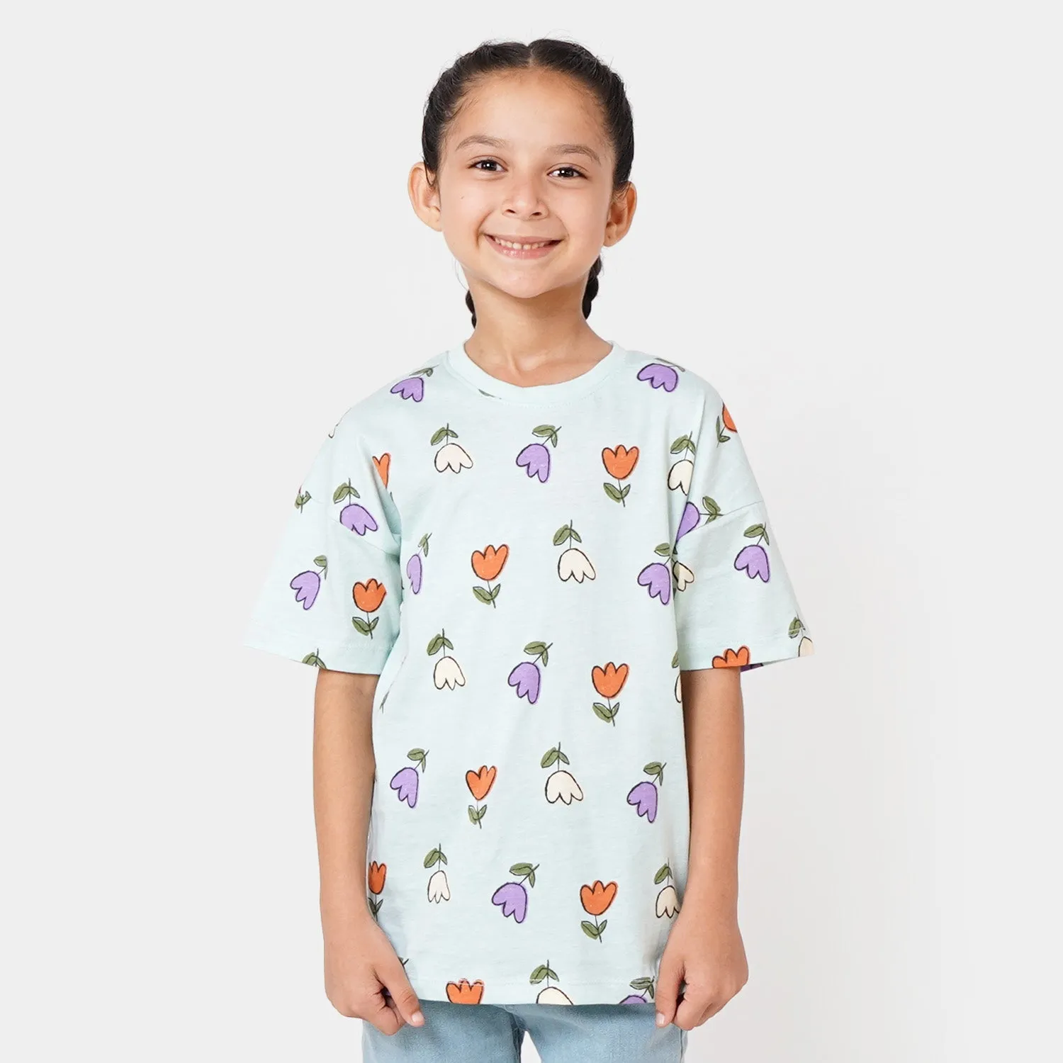 Girls T-Shirt Flower All Over - Soothing