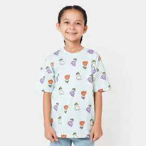 Girls T-Shirt Flower All Over - Soothing