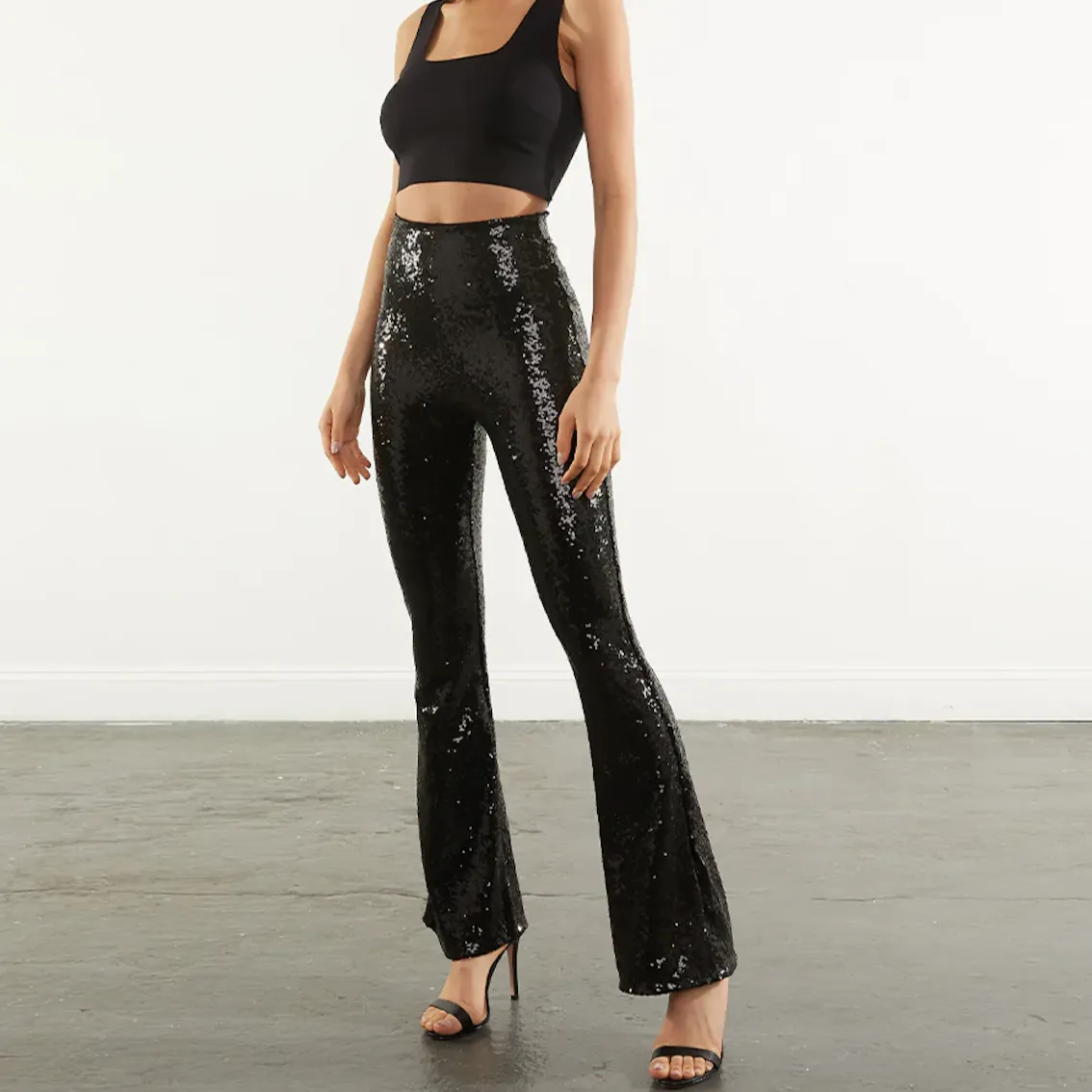 Glittery Sequin Flare Pants