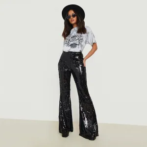 Glittery Sequin Flare Pants