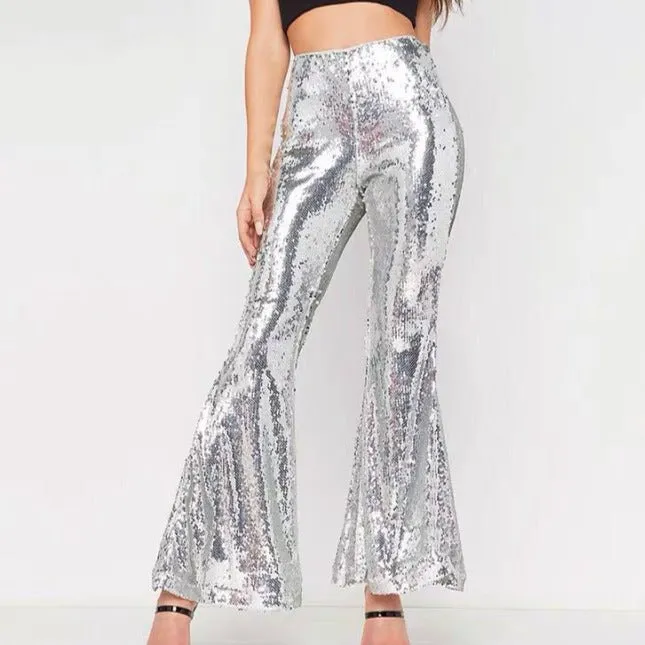 Glittery Sequin Flare Pants