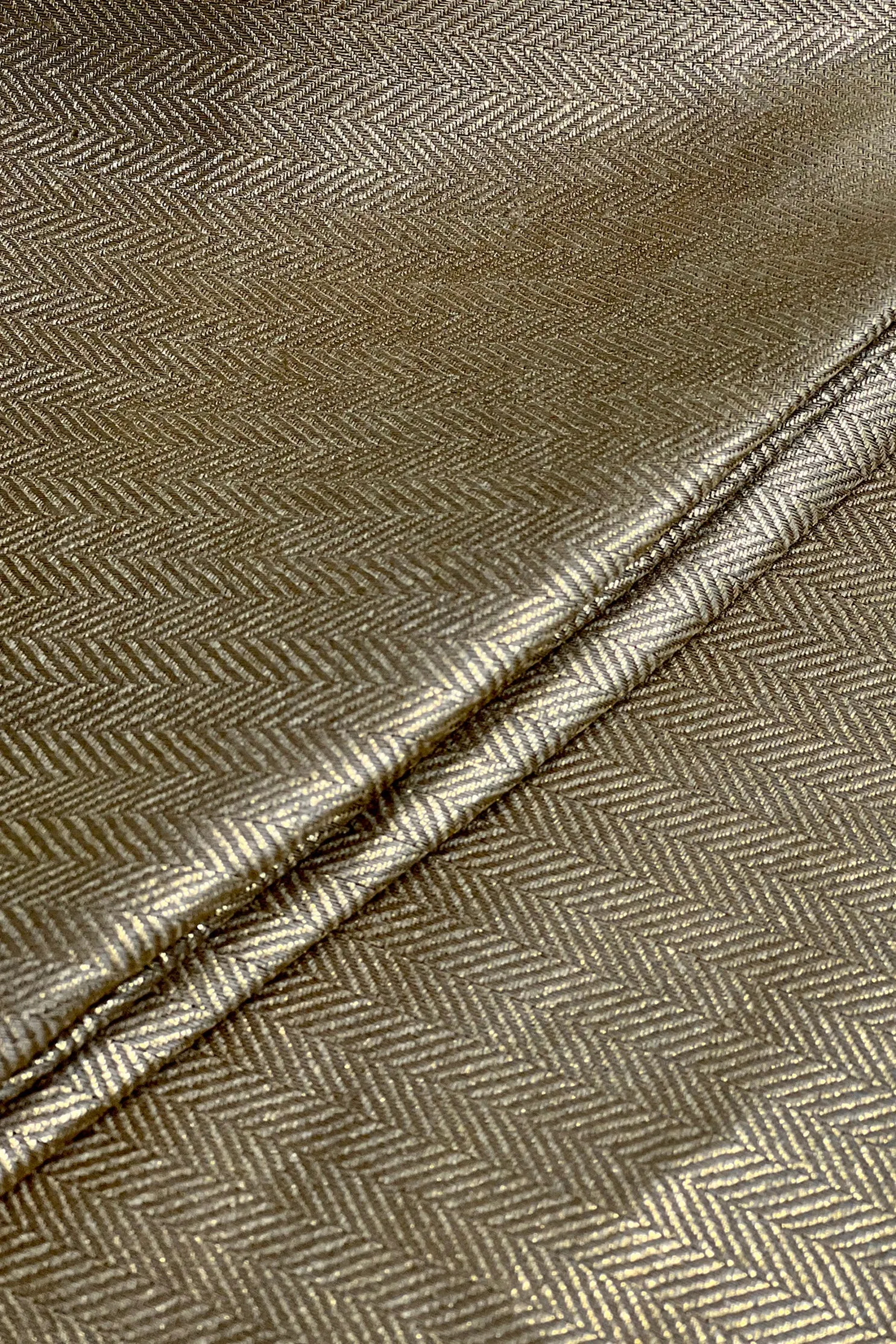 Gold Herringbone Metallic Linen