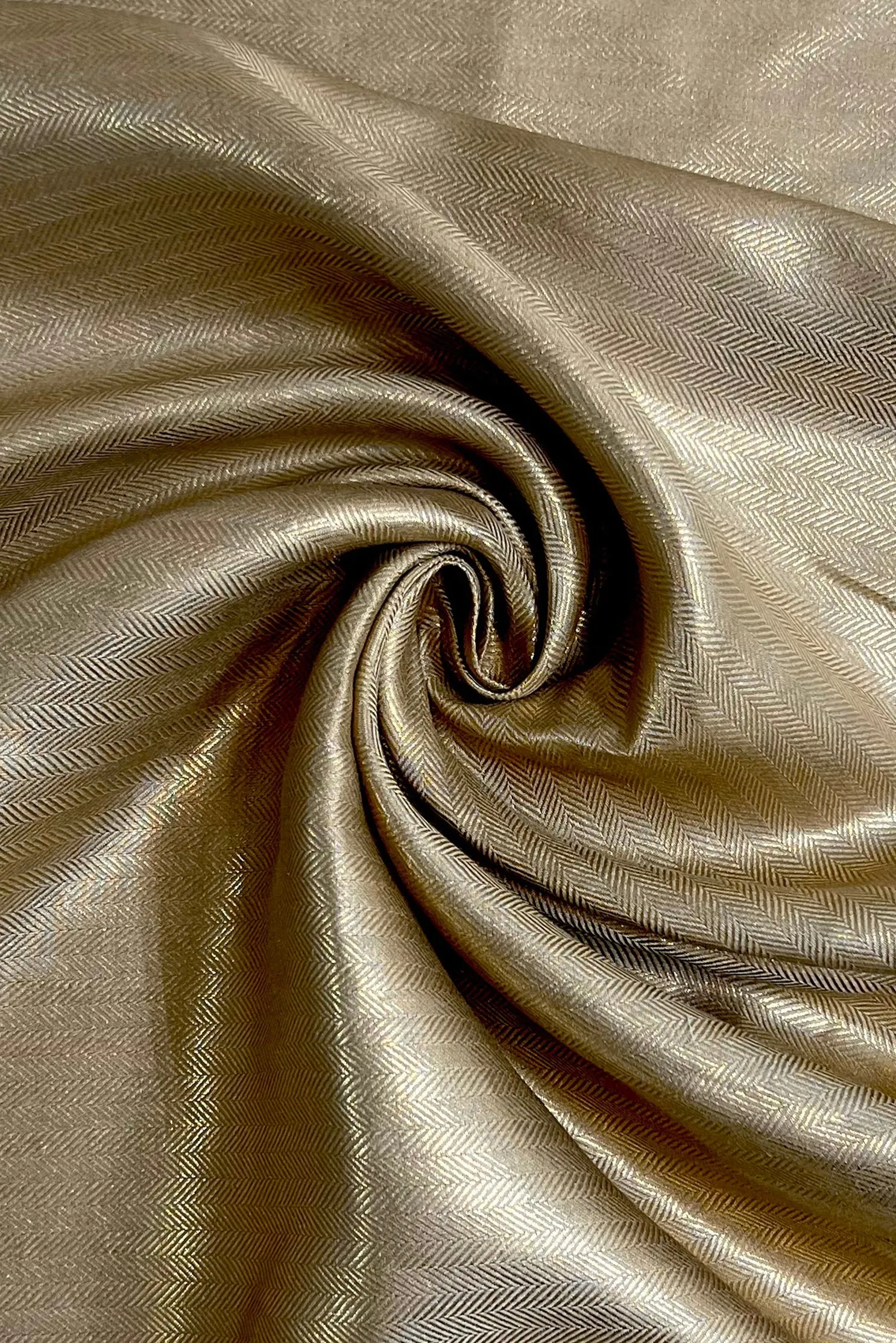 Gold Herringbone Metallic Linen