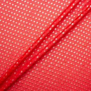 Gold Spotted Scarlet Red Silk Georgette
