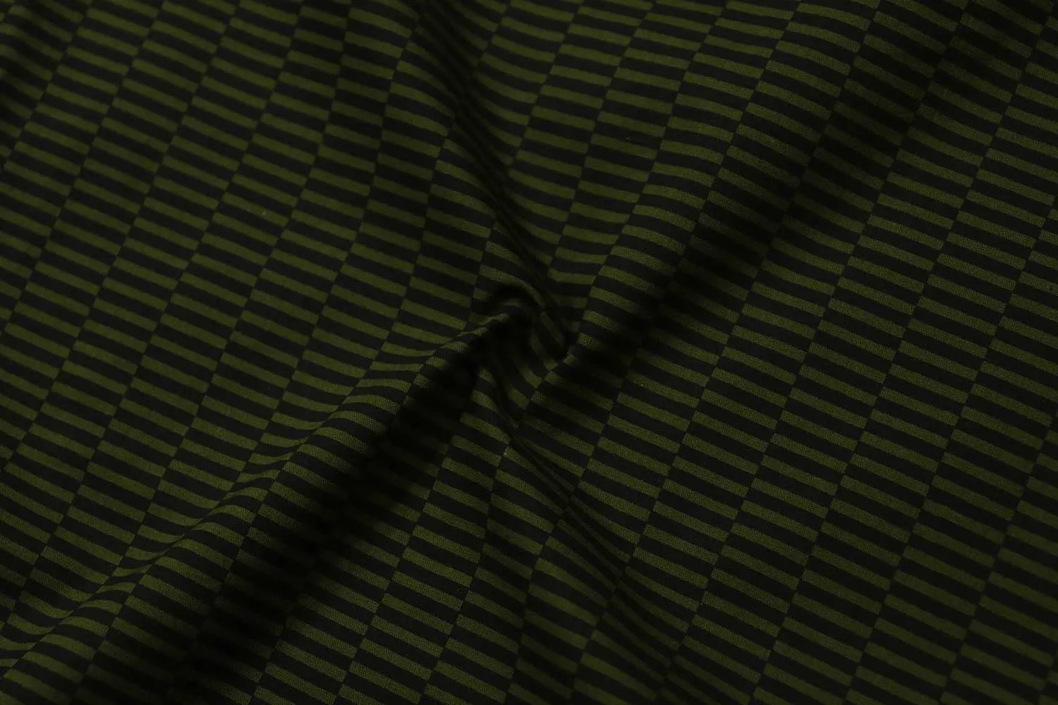 Green and Black Stripes Printed Cotton Cambric Fabric