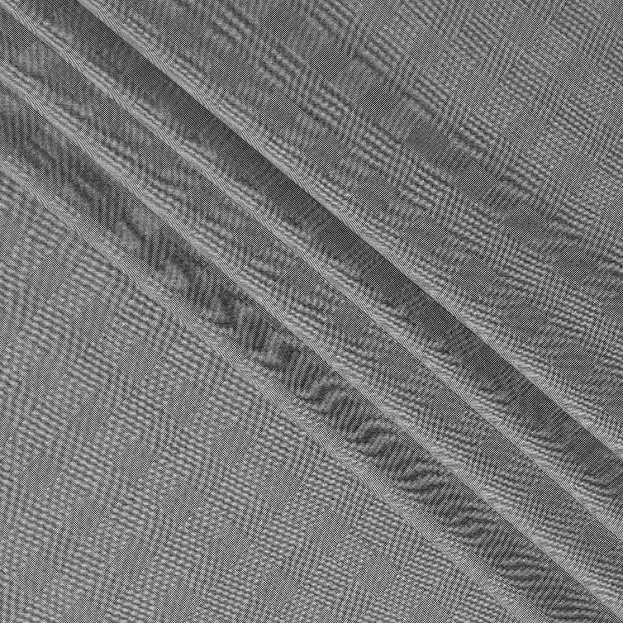 Grey Premium pure Italian Super 150's all wool suitn fabric in checks design-D16462