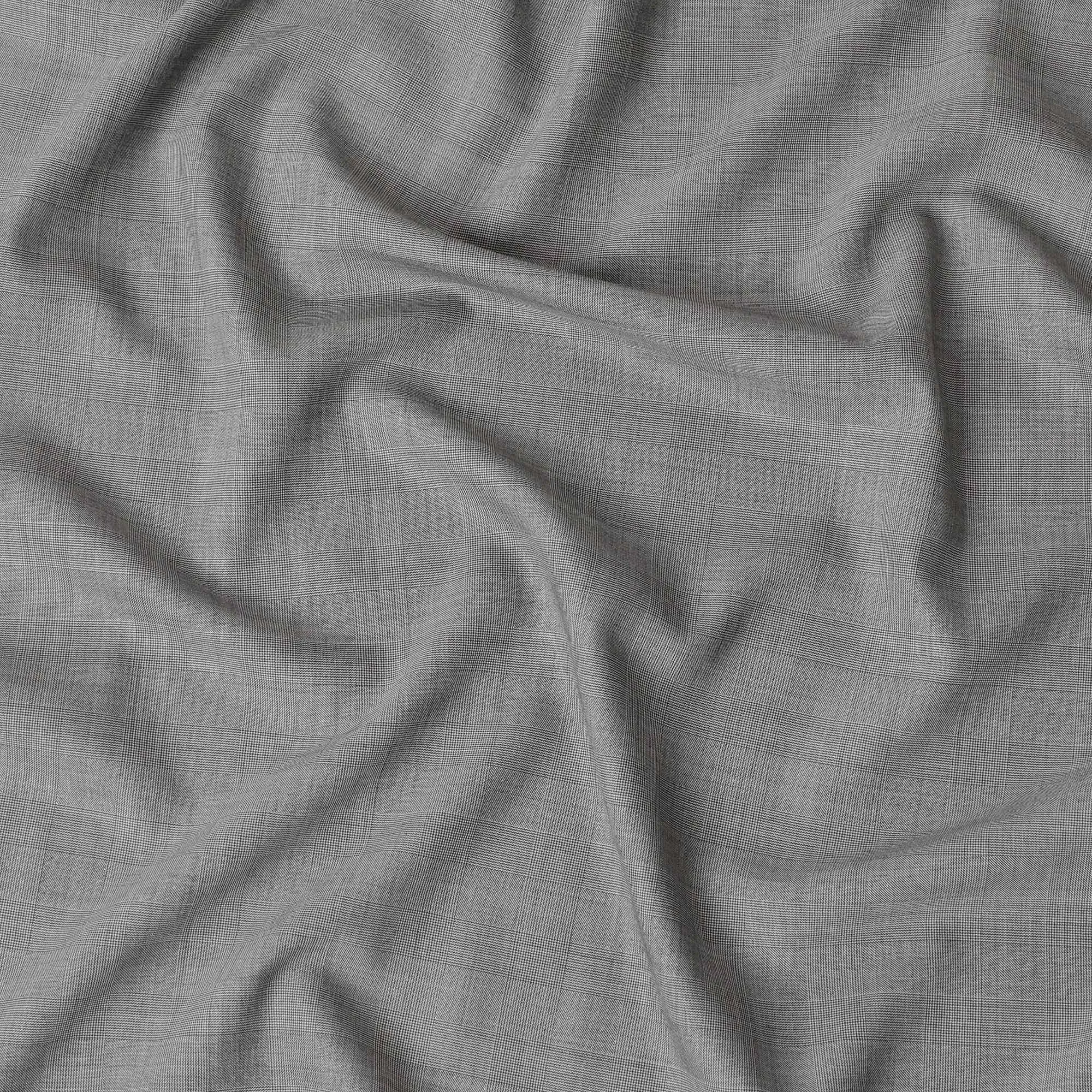 Grey Premium pure Italian Super 150's all wool suitn fabric in checks design-D16462