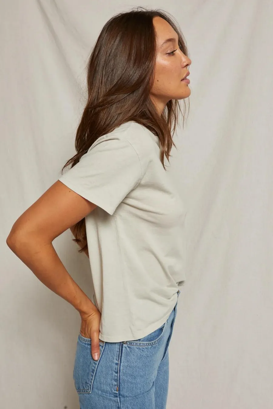 Harley Cotton Boxy Crew Tee Chalk