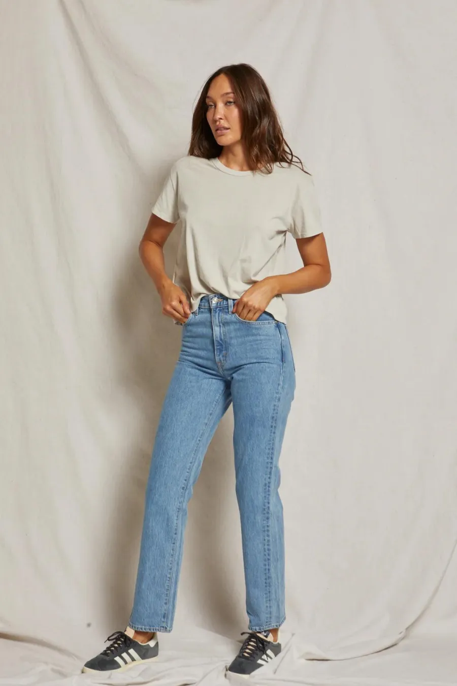 Harley Cotton Boxy Crew Tee Chalk