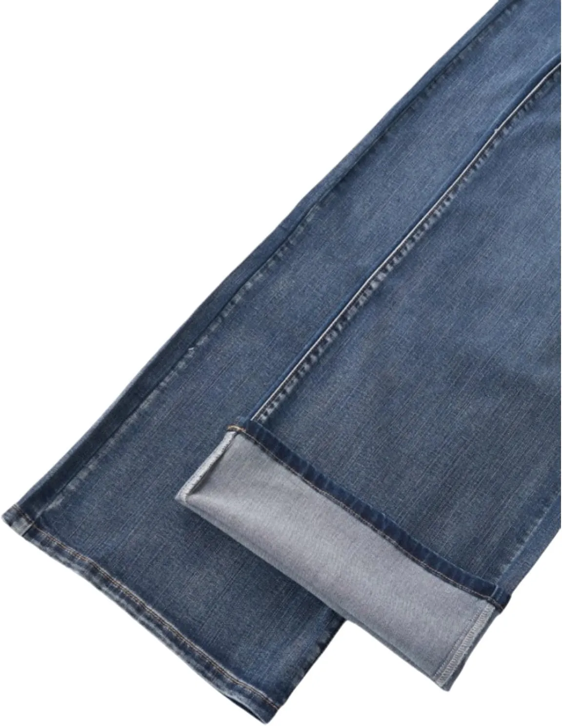 High Waist Stretchy Wide Leg Jeans for Women Basic Straight Denim Pants Raw Hem Underwear Trouser