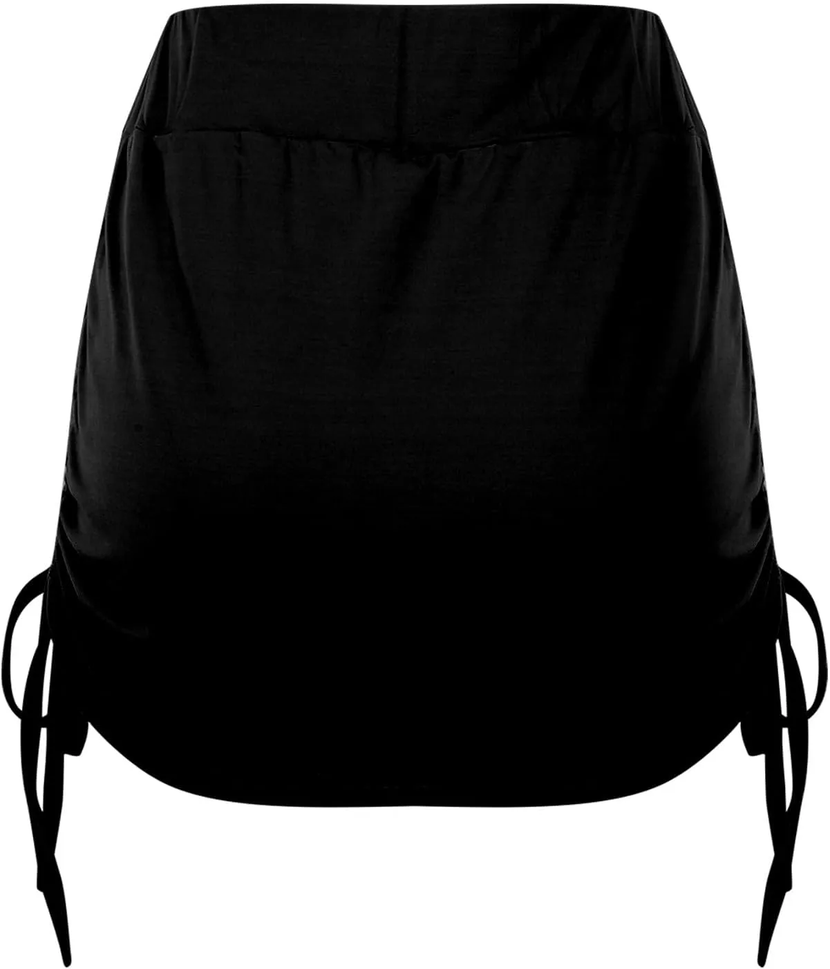 High Waisted Mini Skirts for Women Ruched Swim Skirt with Shorts Adjustable Tie Side Drawstring Swimsuit Bottom