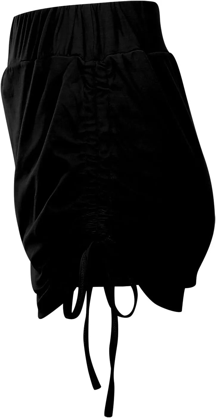 High Waisted Mini Skirts for Women Ruched Swim Skirt with Shorts Adjustable Tie Side Drawstring Swimsuit Bottom