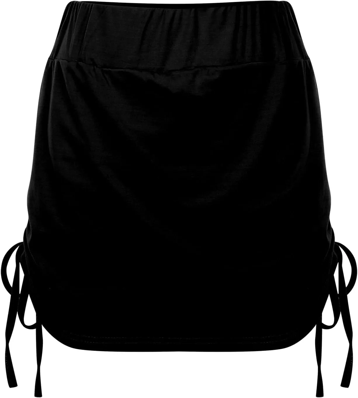 High Waisted Mini Skirts for Women Ruched Swim Skirt with Shorts Adjustable Tie Side Drawstring Swimsuit Bottom