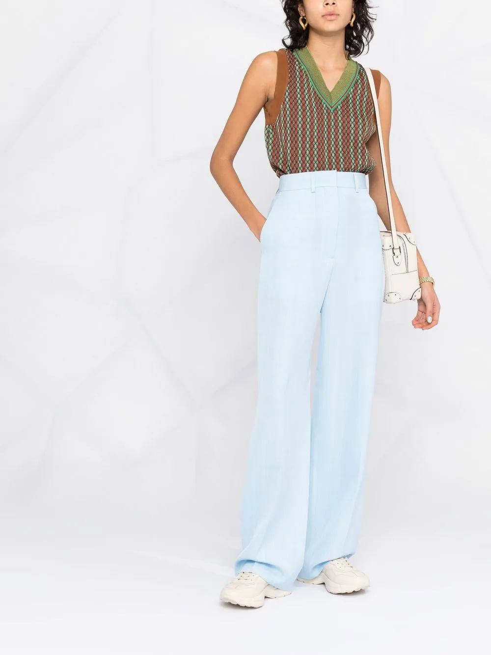 high-waisted wide-leg tailored trousers
