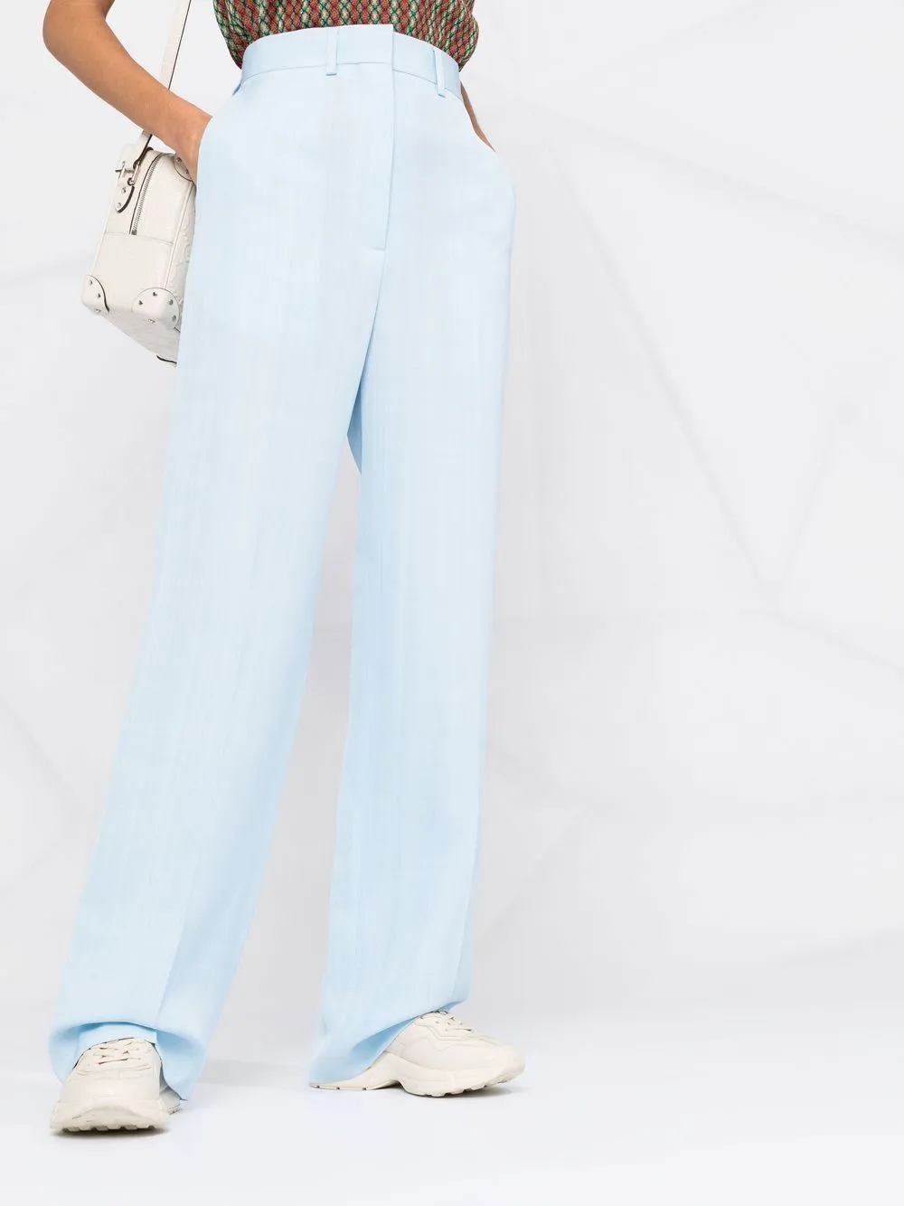 high-waisted wide-leg tailored trousers