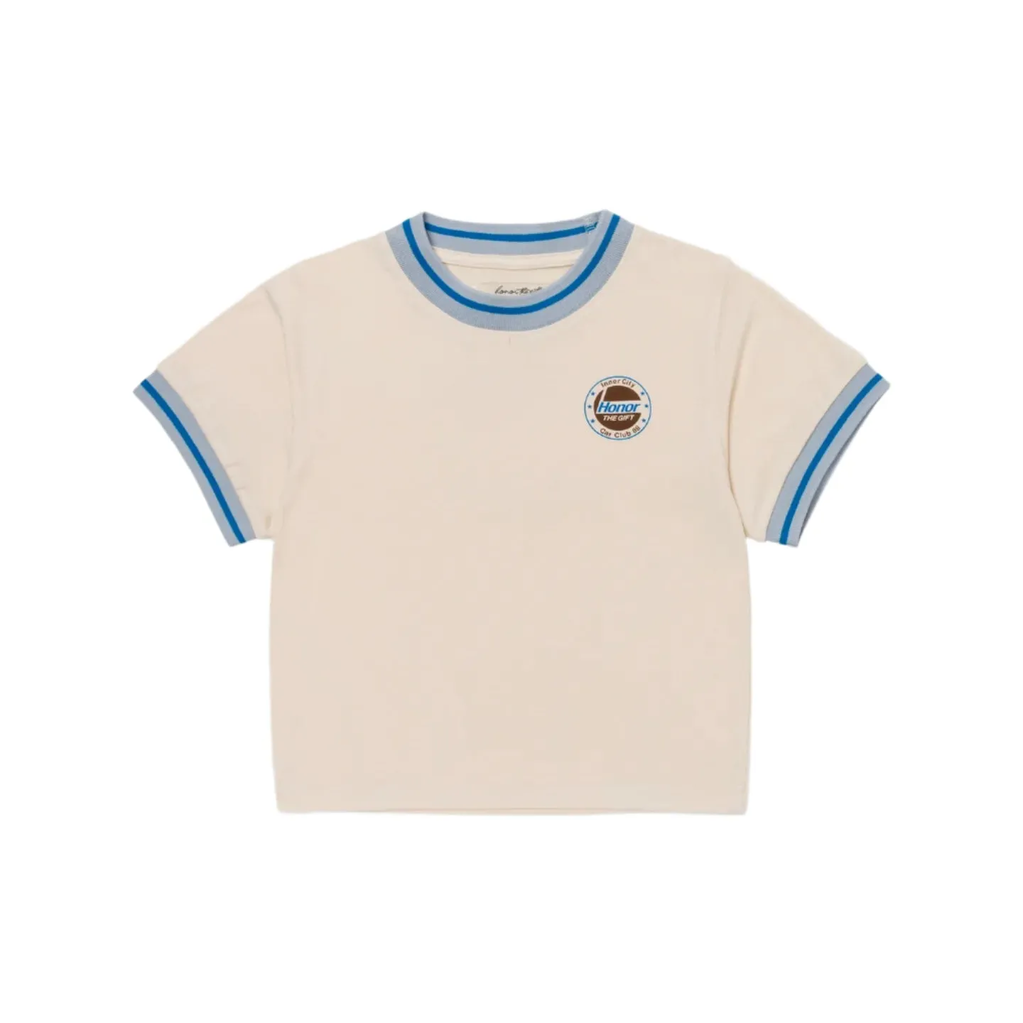 Honor The Gift Multi-Color Ringer Tee - Cream/Blue
