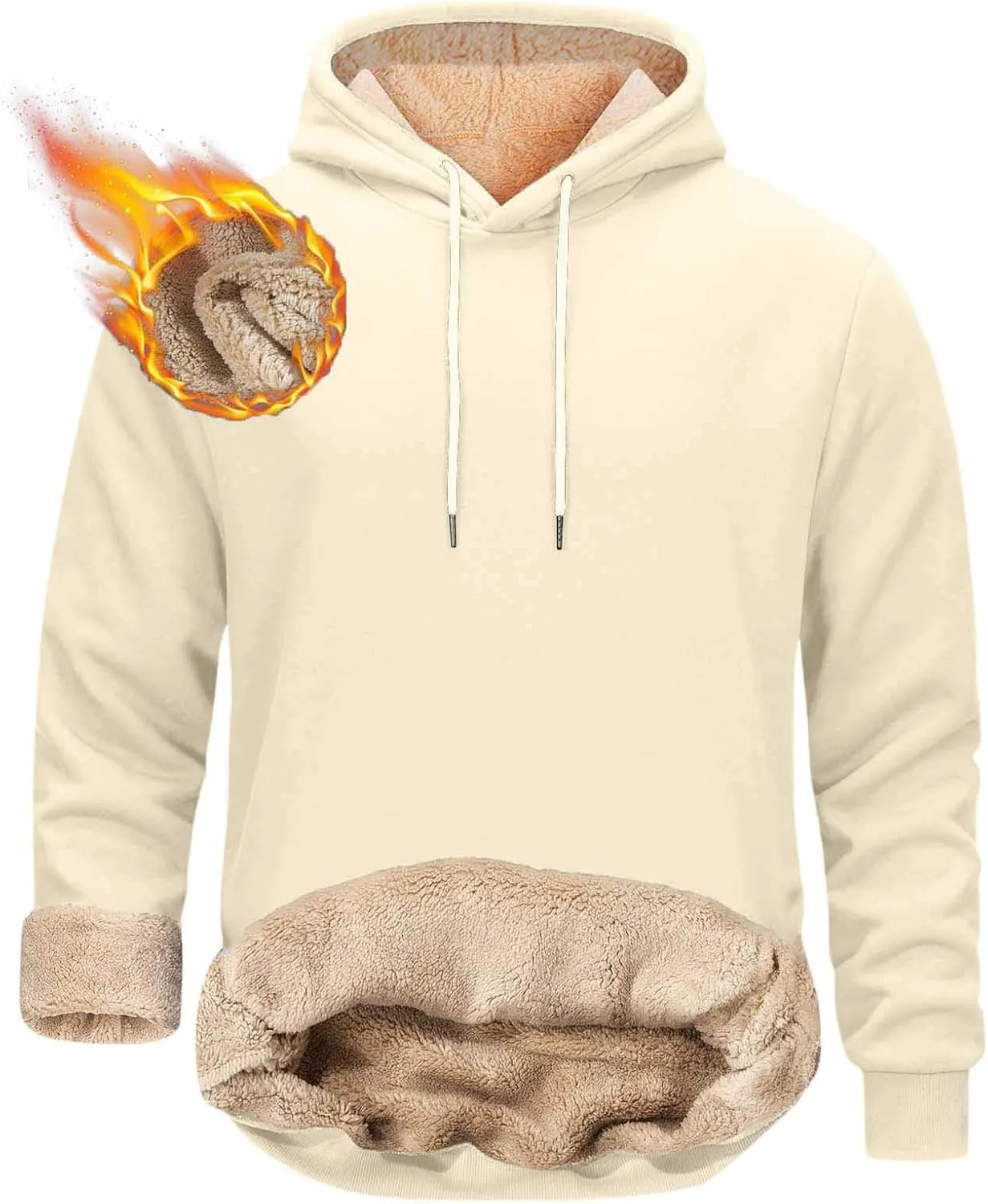 Hoodies for Men, Heavyweight Fleece Lined Sweatshirts, Mens Thermal Hooded Sweatshirt, Warm Winter Fashion Pullover