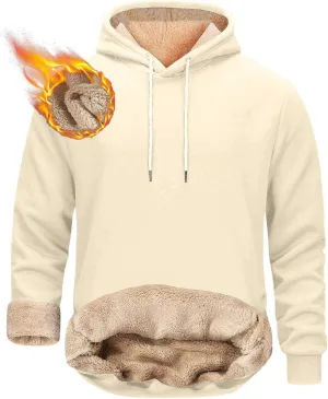 Hoodies for Men, Heavyweight Fleece Lined Sweatshirts, Mens Thermal Hooded Sweatshirt, Warm Winter Fashion Pullover
