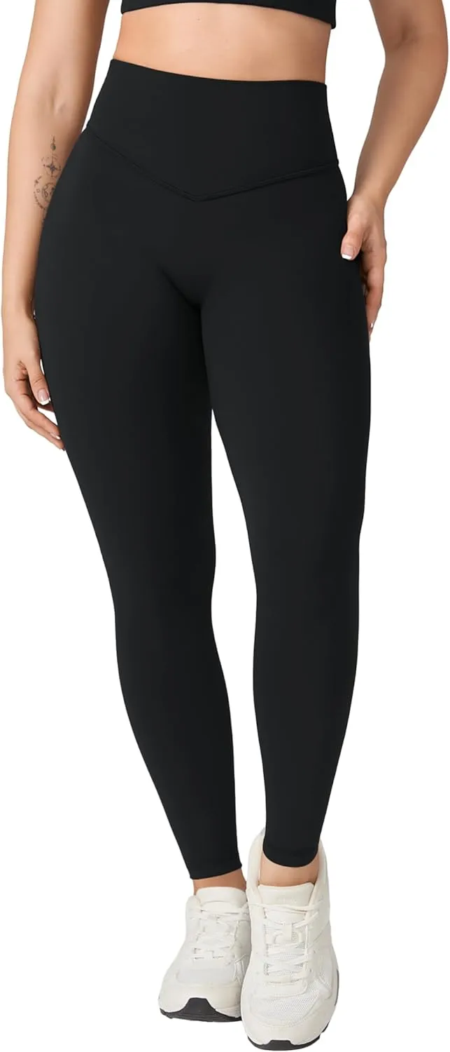 Hugcurve No Front Seam Full Length High Waisted Workout Leggings for Women Buttery Yoga Pants Athletic Tights - 28''