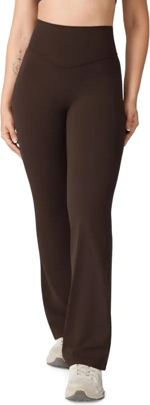 Hugcurve No Front Seam High Waisted Flare Leggings for Women Bootcut Yoga Pants Buttery Soft Lounge Workout - 31''
