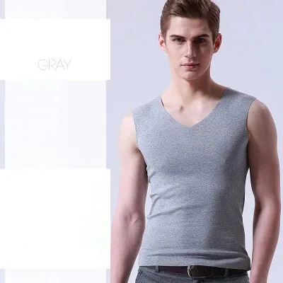 Ice Silk Mens Solid Tank Tops Sexy V Neck Sleeveless Vests Male No Trace Youth Elastic Fitness Casual Bodybuilding Suits