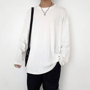 ins Korean Candy Colors Long Sleeved Cotton T-Shirt Men Loose Trendy Sweatshirt