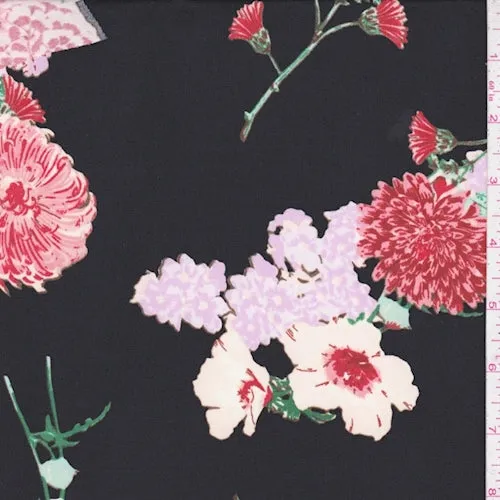 ITY Black Multi Floral Cluster Jersey Knit Fabric