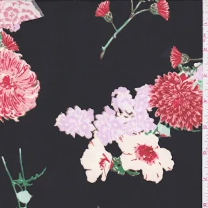 ITY Black Multi Floral Cluster Jersey Knit Fabric