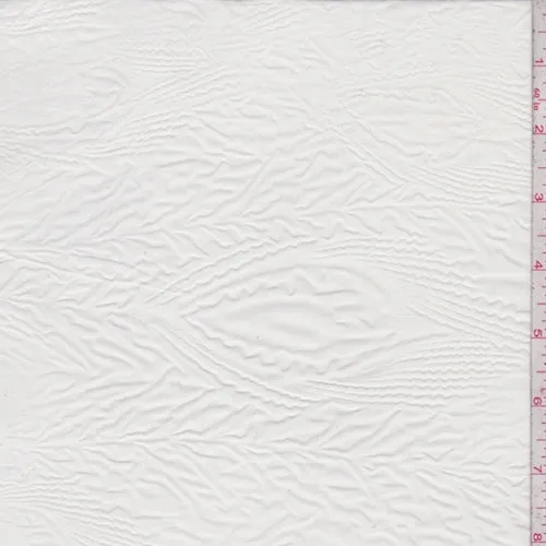 Ivory Peacock Feather Embossed Chiffon Fabric