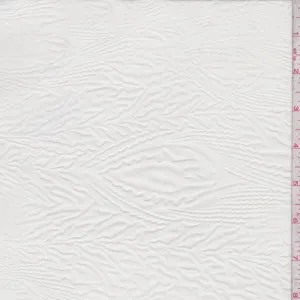 Ivory Peacock Feather Embossed Chiffon Fabric