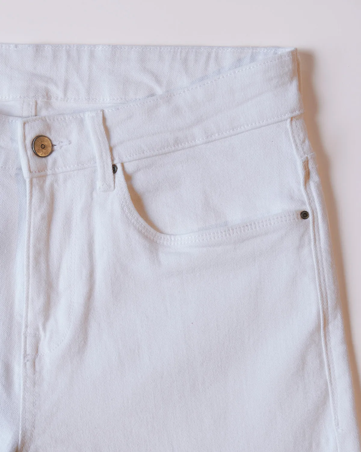 Ivory Slub Stretch Jeans - White
