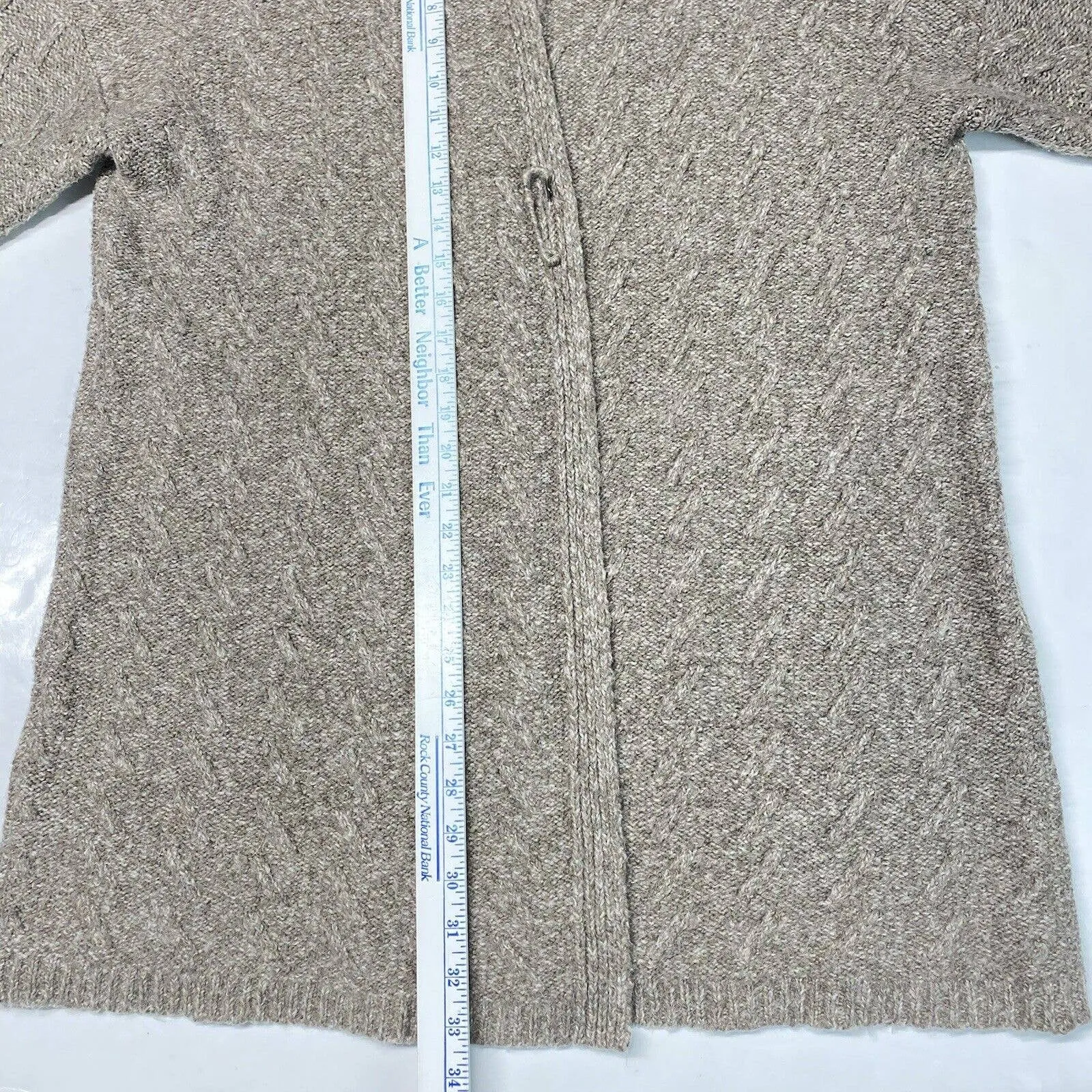 J. Jill Knit Cardigan Sz Medium Taupe/Brown Neutral Open Front Long Sweater EUC