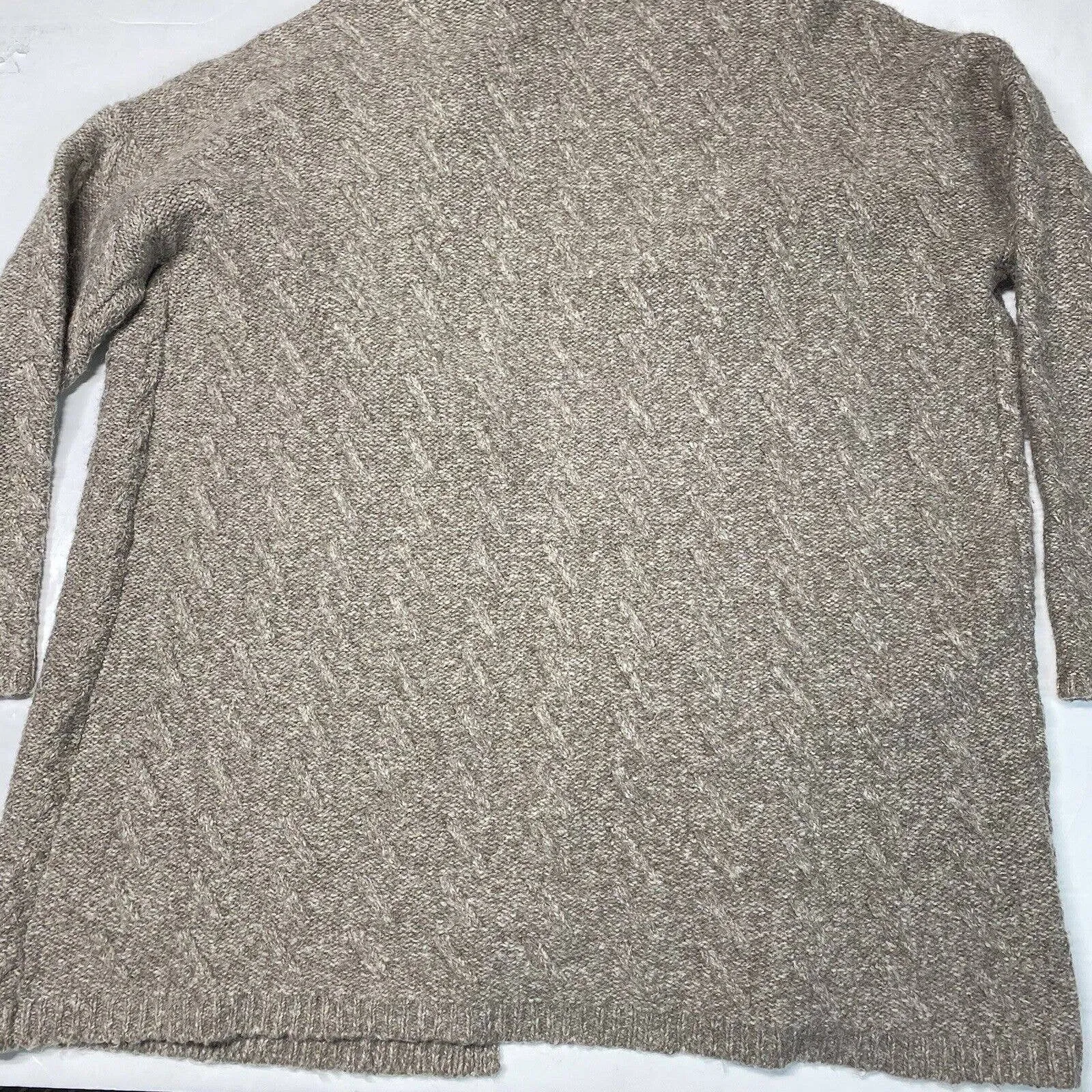 J. Jill Knit Cardigan Sz Medium Taupe/Brown Neutral Open Front Long Sweater EUC