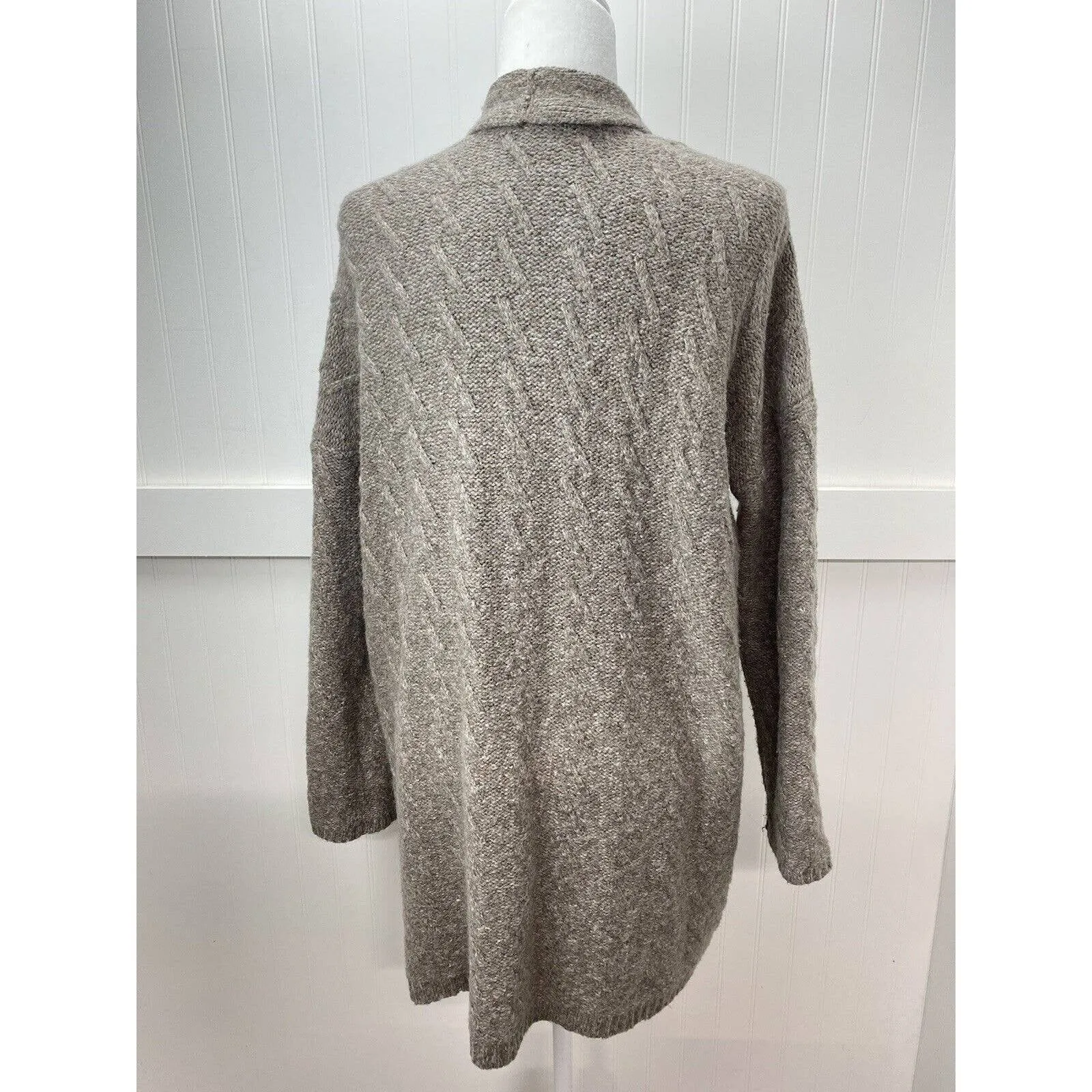 J. Jill Knit Cardigan Sz Medium Taupe/Brown Neutral Open Front Long Sweater EUC