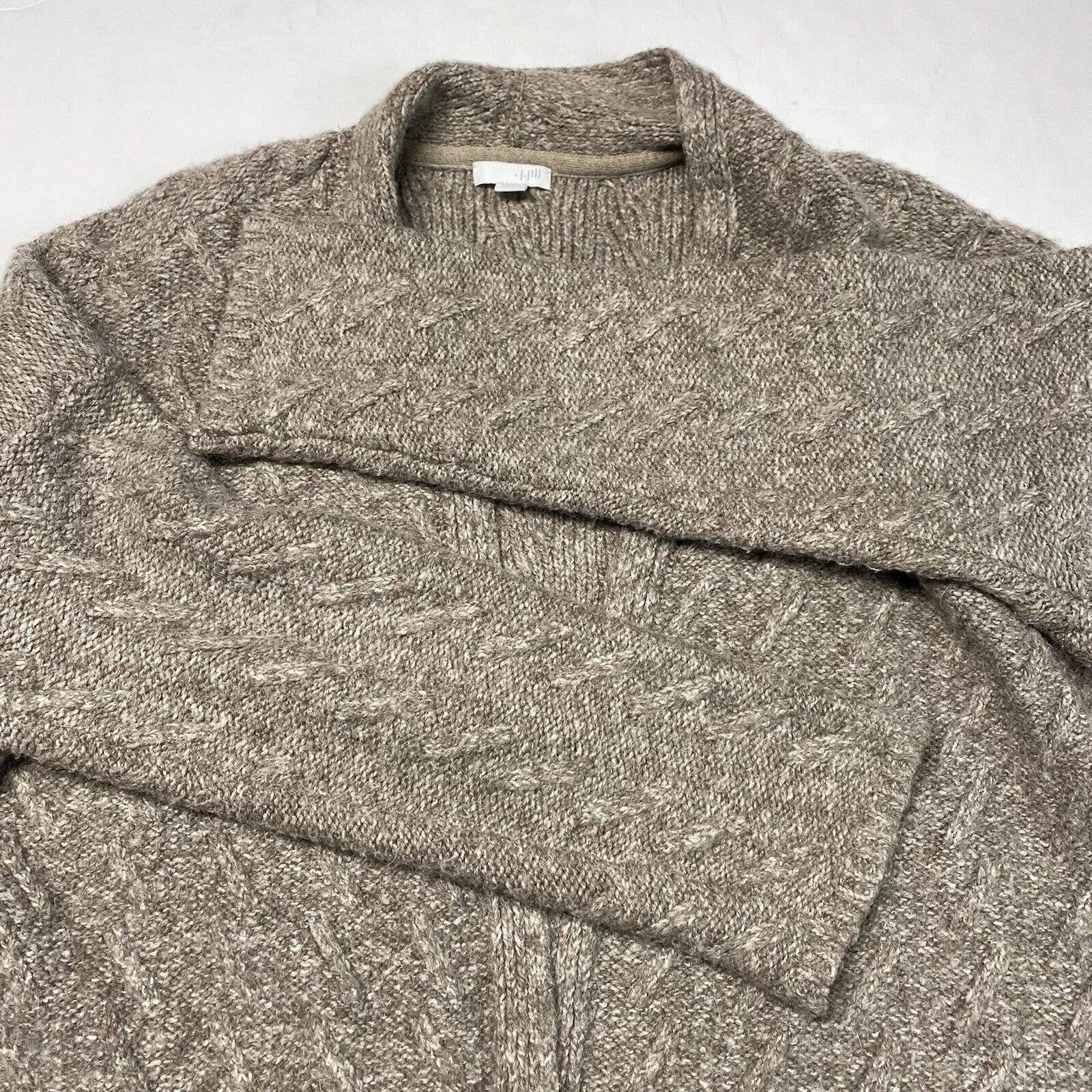 J. Jill Knit Cardigan Sz Medium Taupe/Brown Neutral Open Front Long Sweater EUC