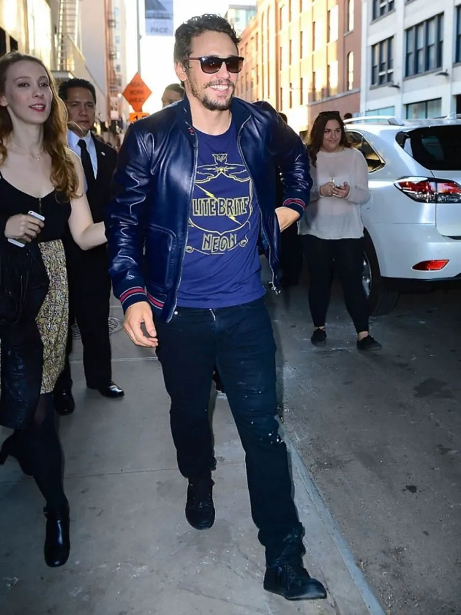 James Franco Blue Stylish Leather Jacket by TJS