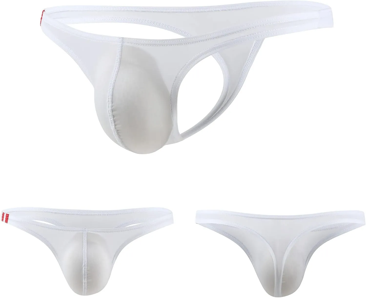 JEsilunmaMY Sexy Ice Silk Thong for Men Low Rise Bulge Pouch G-String Bikini Briefs See Through Supporter Jockstrap Underwear