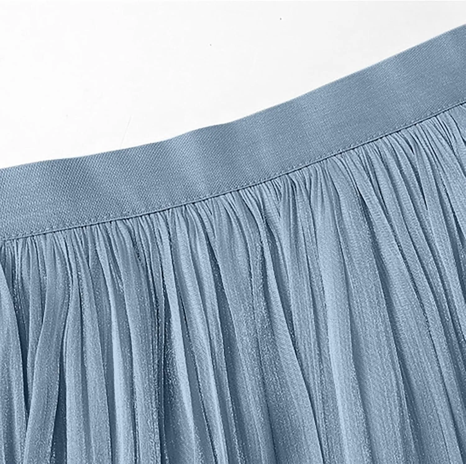 JOAU Women's Summer High Waist Pleated Skirt Casual Swing A-line Midi Skirts Lightweight Double Layered Flowy Beach Skirt